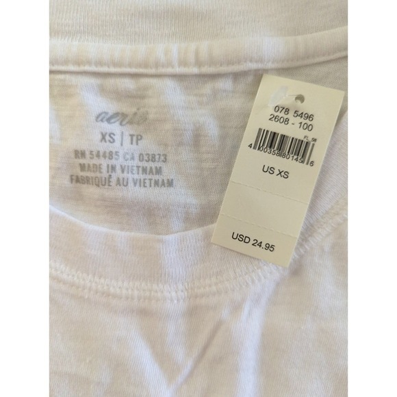 Aerie Women's Cropped Distressed Collar White Top XS NWT - Picture 5 of 7